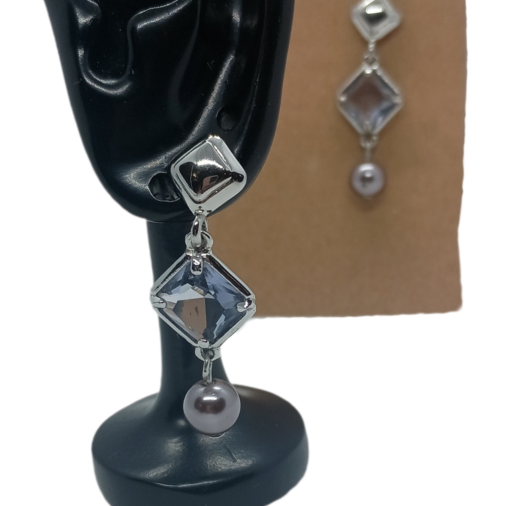 Crystal & Pearl Chandelier earrings SKUJ052